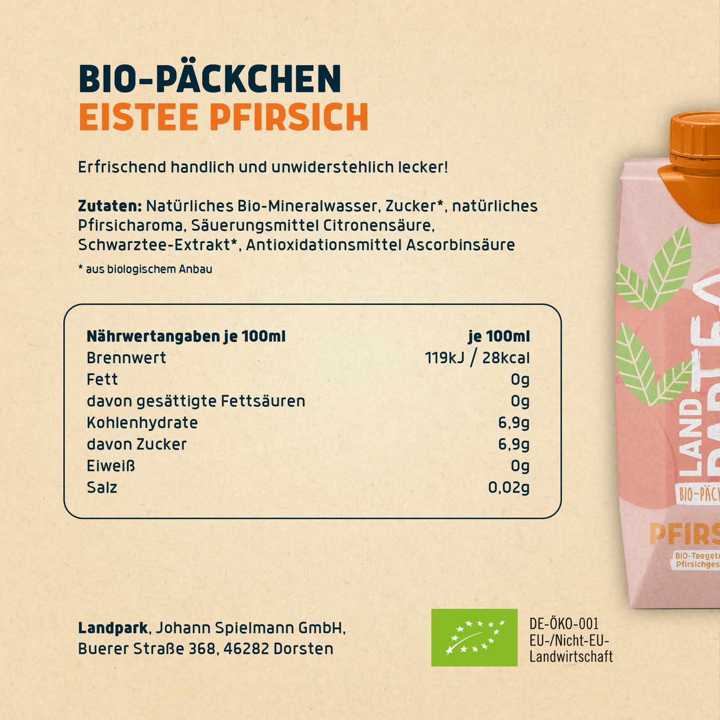 Bio-Päckchen LandparTEA Pfirsich 12 x 0,5l