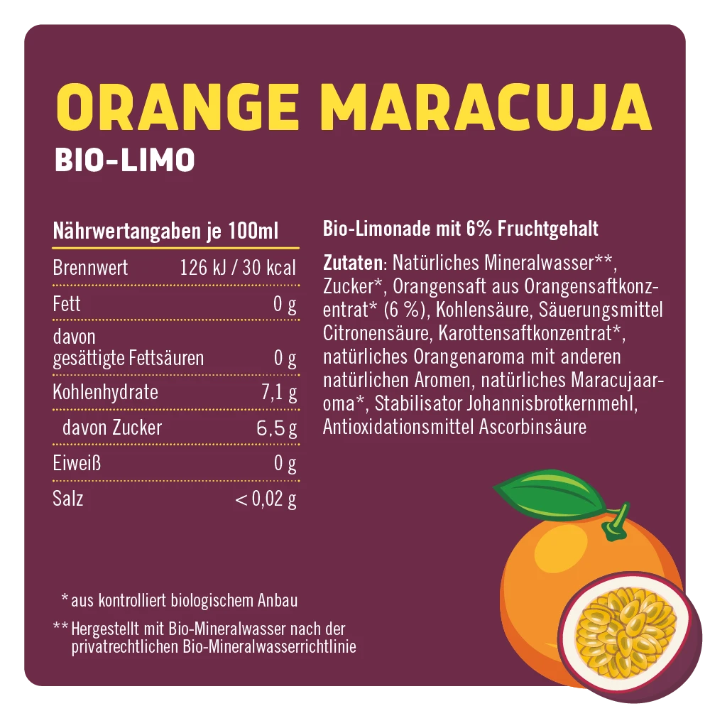 Bio-Limo Orange-Maracuja 6 x 0,75l