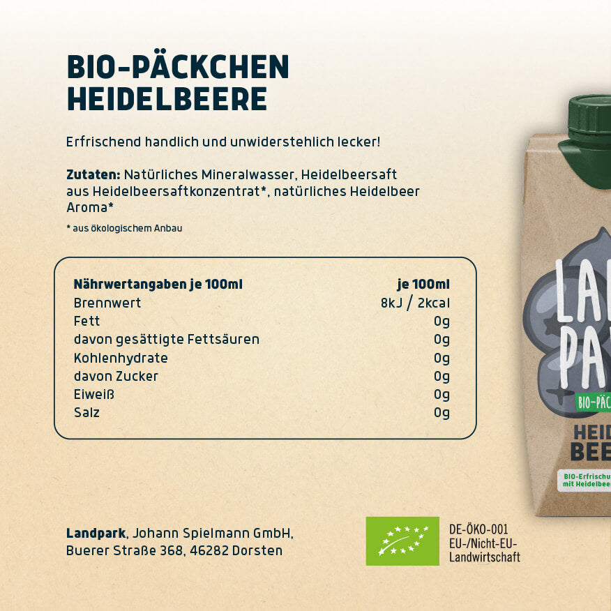 Bio-Päckchen Heidelbeere 12 x 0,5l