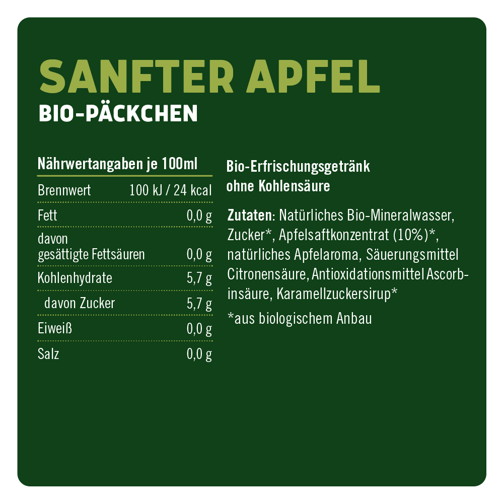 Bio-Päckchen Sanfter Apfel 12 x 0,5l